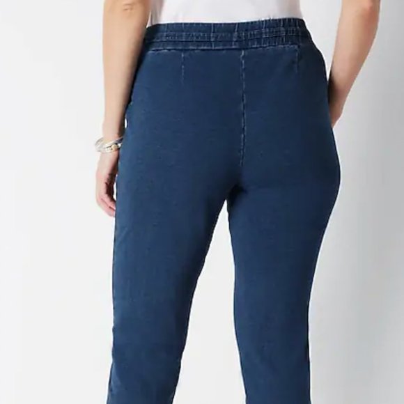 Pure Jill Indigo Tie-Waist Tapered Pants M - Picture 2 of 5